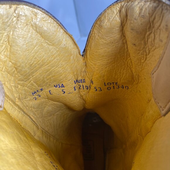 Rudel Ws 5 Yellow Leather Cowboy Rodeo Flower Boots Vintage Embroidered - Picture 6 of 7